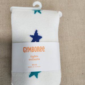 NEW  Gymboree Girls  White & Star Print Tights Small (5-6)